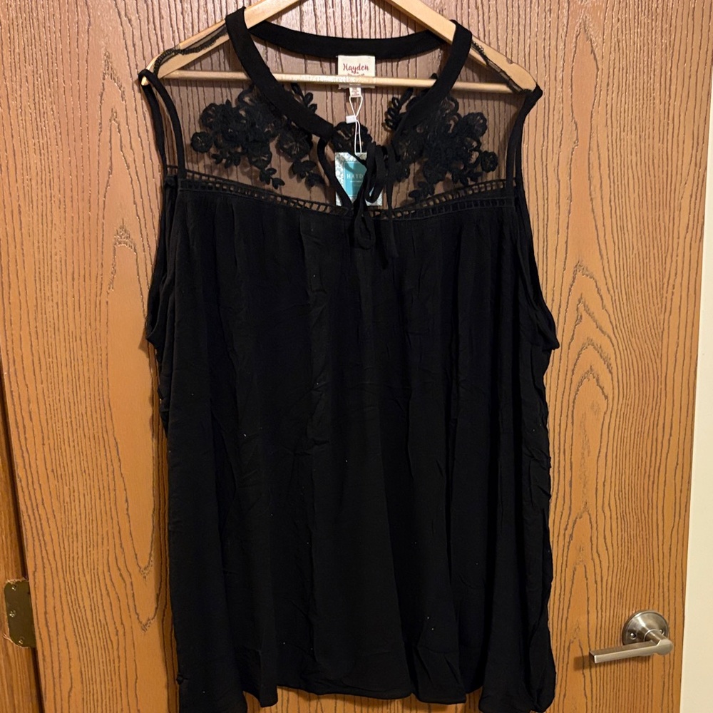 Black tank with sheer detail